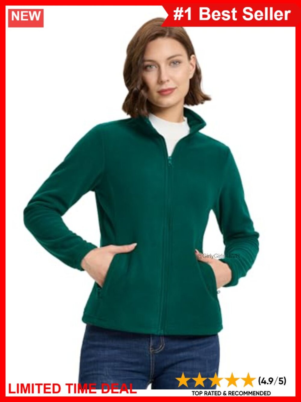 Women's Polar Fleece Zip Up Lightweight Hiking Jacket
